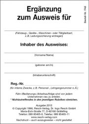Ergänzungsblatt für Fahrausweise - Resch-Verlag und Bernd Zimmermann / IAG Mainz
