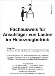 Fachausweis für Anschläger von Lasten im Hebezeugbetrieb / Ausweis Anschläger - Resch-Verlag und Bernd Zimmermann / IAG Mainz