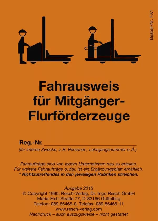 Fahrausweis für Mitgänger-Flurförderzeuge