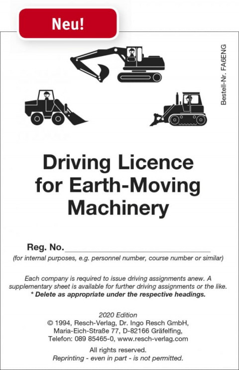 Fahrausweis Erdbaumaschinen Englisch (Driving Licence for Earth-Moving Machinery)