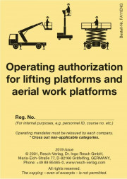 Operating authorization for lifting platforms and aerial working platforms
