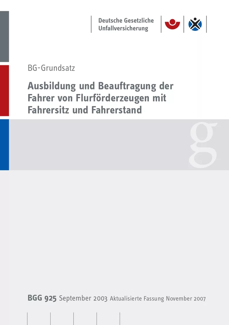 DGUV G 308-001 - 2007 Deckblatt