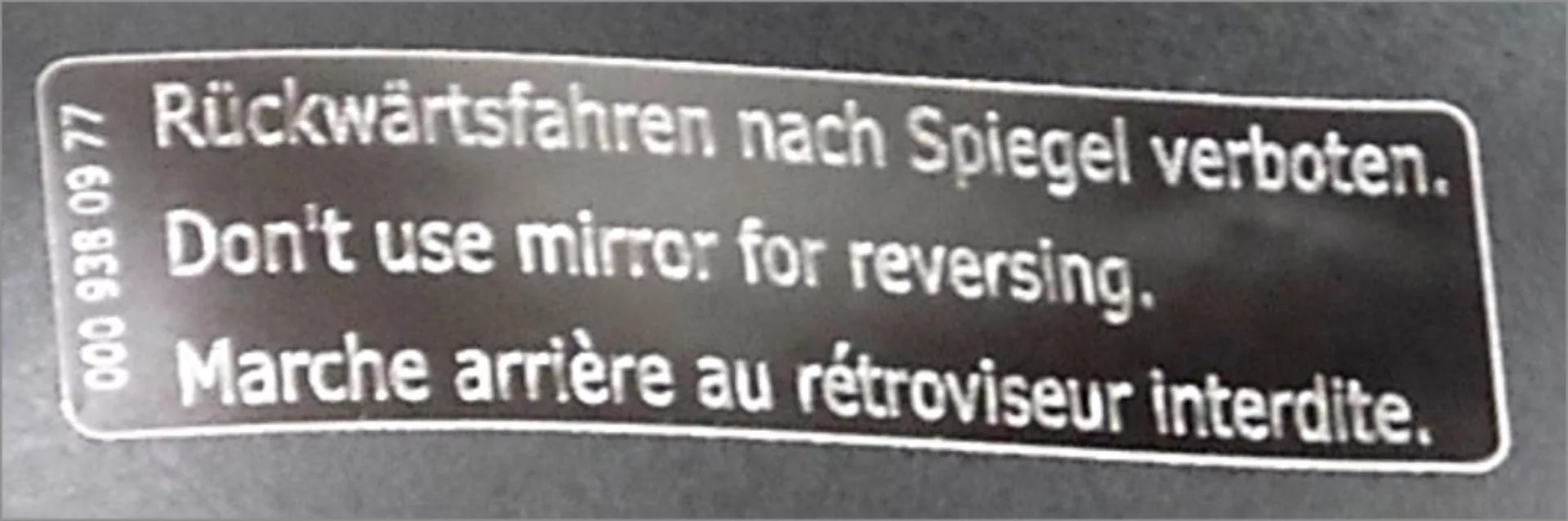 Aufkleber "Rückwärtsfahren nach Spiegel verboten" Gabelstapler