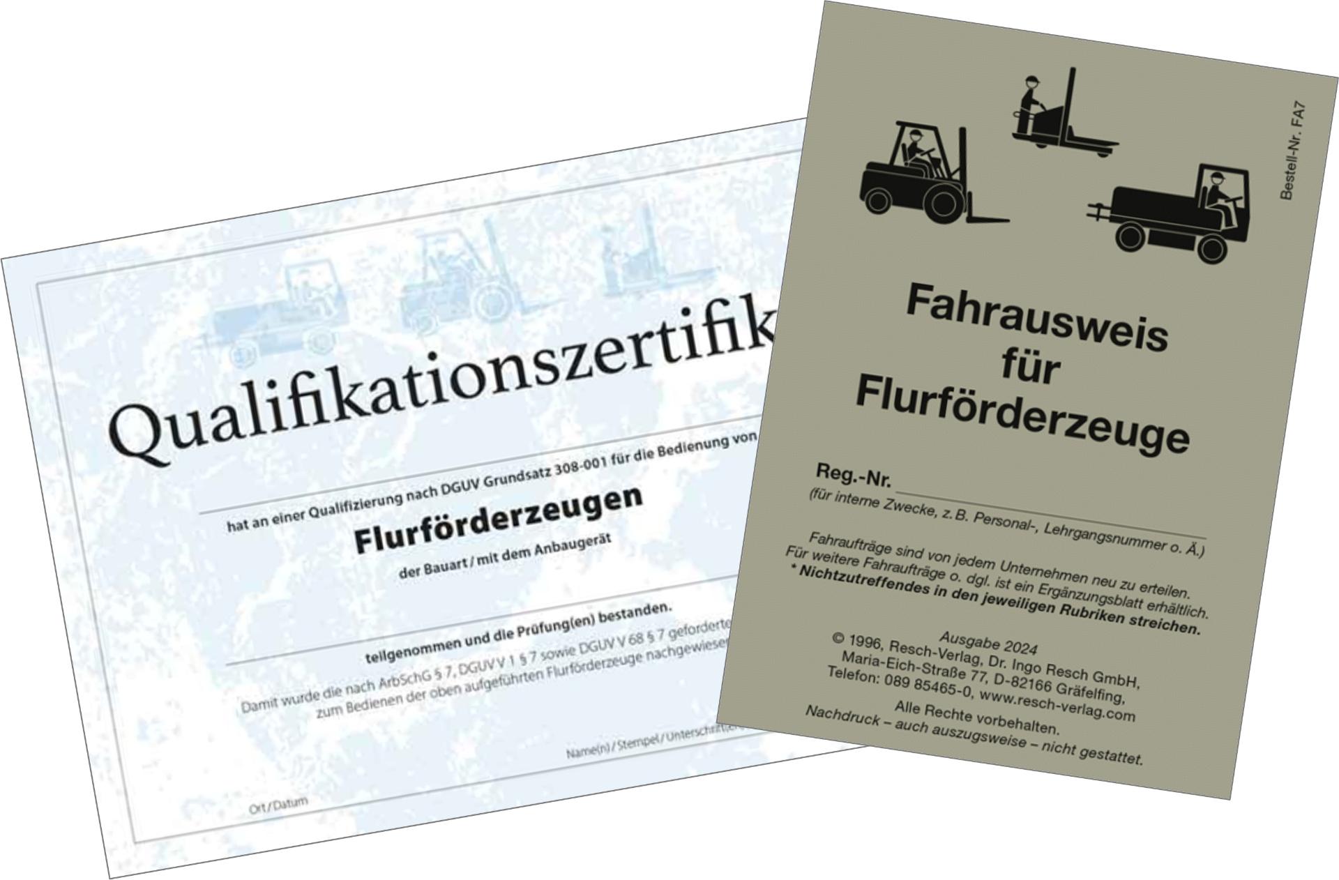 Qualifikationszertifikat und Fahrausweis für Flurförderzeuge
